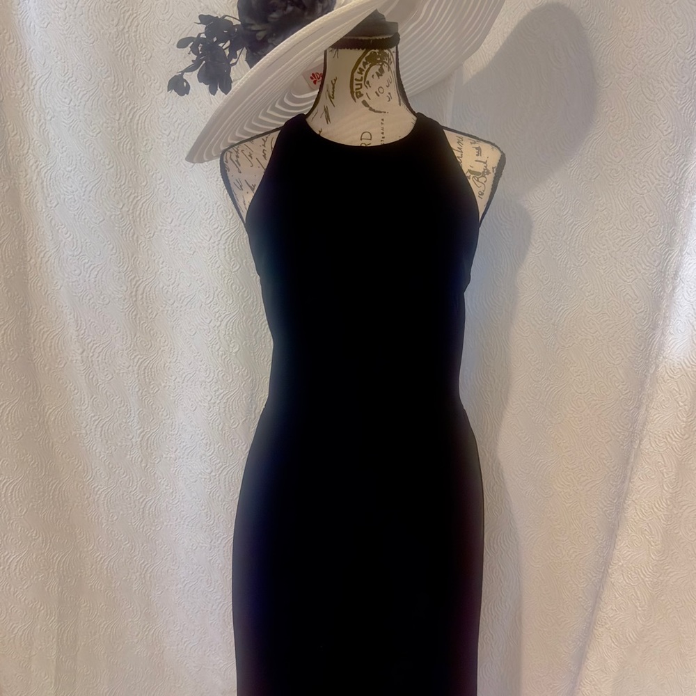Ann Taylor Black Sleeveless Halter Sheath Dress